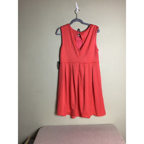 Eloquii Women Fit & Flare Dress Sz. 14 Vibrant Orange Mesh Detail Keyhole Back - Picture 5 of 10